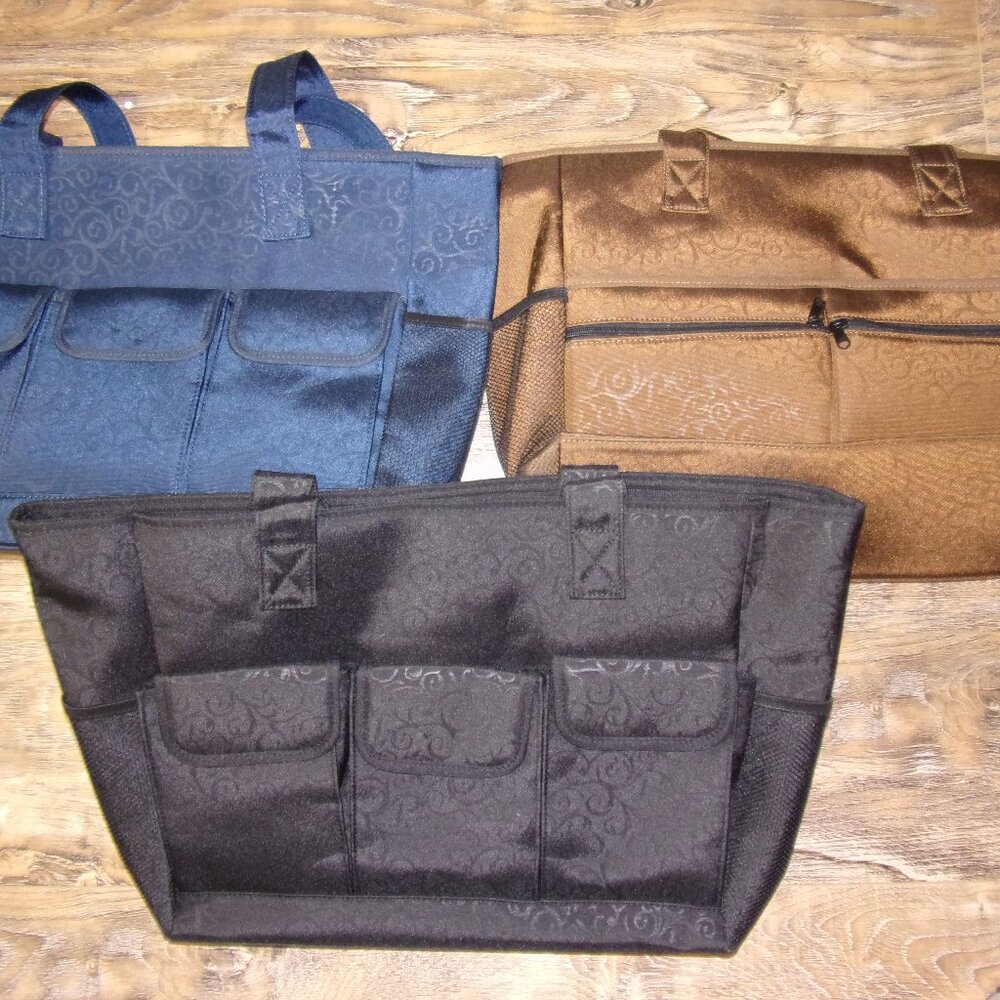 NEW ZERO GRID Trip Travel Extra Large Tote Bag Windsor  Black Brown Indigo